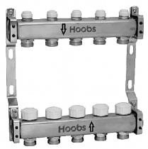 картинка Комплект коллекторов , нерж. сталь, с термостат. клапанами, с отсекающими клапанами и кронштейнами 1"х3/4"-3 вых.  от магазина