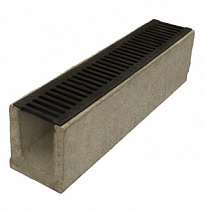 картинка Лоток водоотводный бетонный Standart с решеткой чугунной (1000x230x255) от магазина
