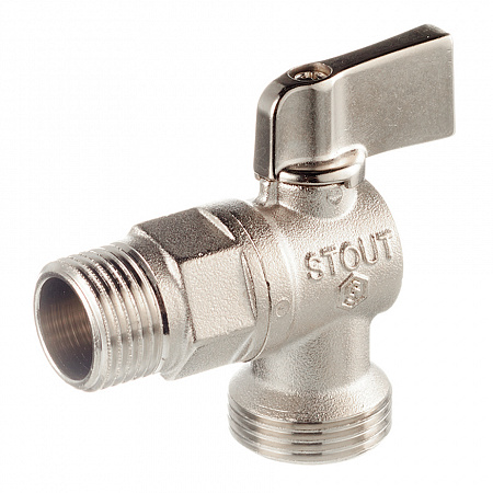 картинка Кран шаровой латунный Stout (SVB-0059-001212) 1/2 НР(ш) х 1/2 НР(ш) к бытовой технике мини угловой от магазина